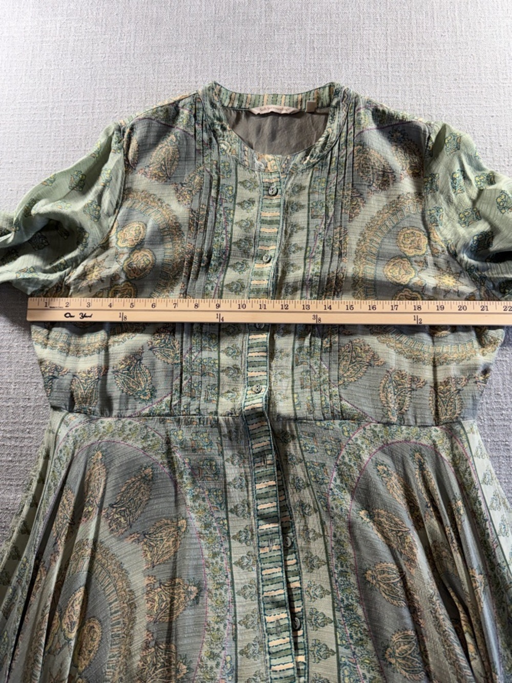 SOFT SURROUNDINGS Green Jardin Majorelle Boho Long Sleeve Handkerchief Dress XL - Picture 9 of 14